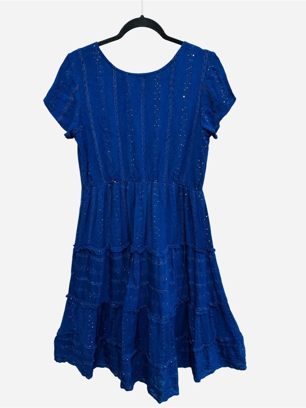 Soft Surroundings Kara Shimmer Dress in blue with sequins Size M Petite NEW - Picture 8 of 12